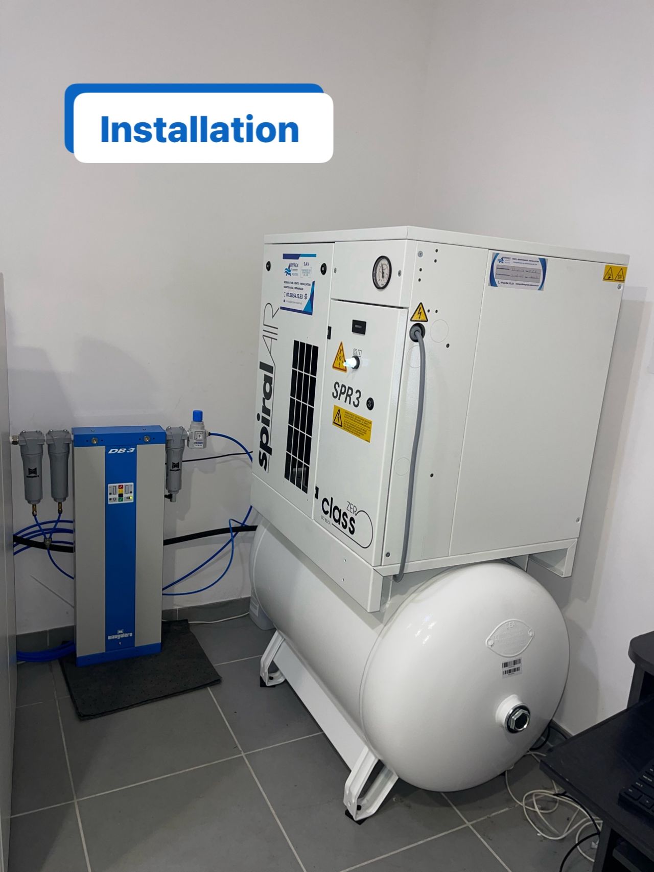 Compresseur d'air installé dans un environnement médical